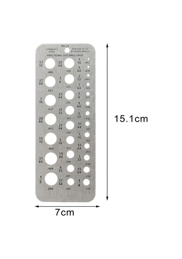 Homyl Boyut Uçları Ölçüm Matkap Ölçer 1/16-1/2" Ölçü