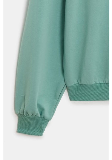 Sââde Kadın Oversize Kapüşonlu Basic Hoodie Sweatshirt Mint