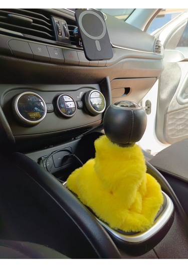 Yumuşak Peluş Vites Körüğü Vites Süsü Sarı Sarı