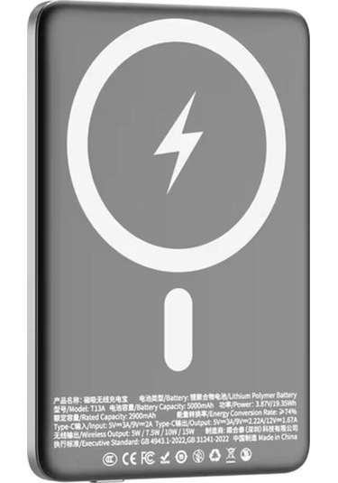 Mercansa Sonx Manyetik Kablosuz Şarj Taşınabilir Alüminyum Alaşım Powerbank- 5000mah Hızlı Şarj Ultra İnce Renkli