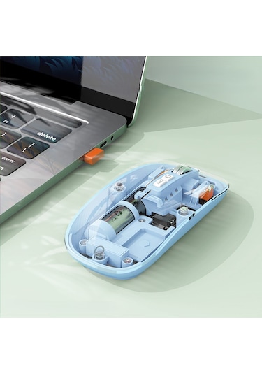 Widermarkt Bluetooth 5.2 & 2.4g Usb Kablosuz Mouse Şeffaf Tasarım, 800-1600 Dpı Ayarlı, Pilli Ergonomik Mouse M223