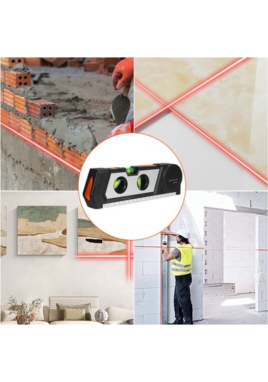 Vkemall 3m Metre İle 3 Modlu Lazer Seviye Aleti - 0 ,45 ,90 Balon Seviyesi, Işık Çizgi Ve Ölçüm Fonksiyonu, Abs Malzeme, Pm1001 Siyah Pil Dahil