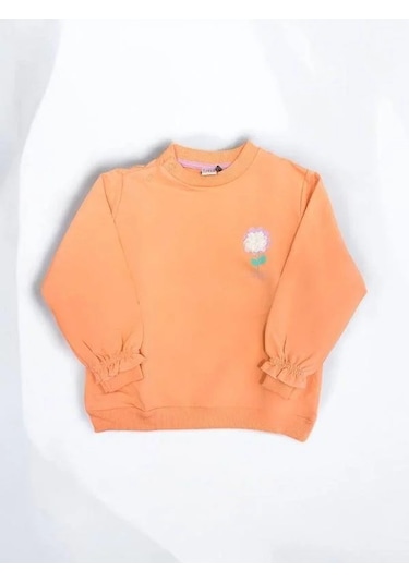 Zekids Kız Bebek Çiçek Baskılı Basic Sweatshirt-14453 Somon