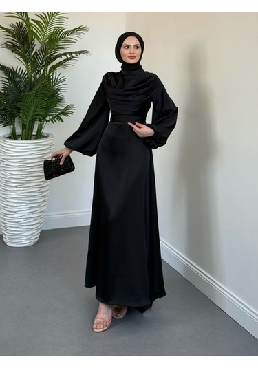 Degaje Tesettür Abiye Siyah