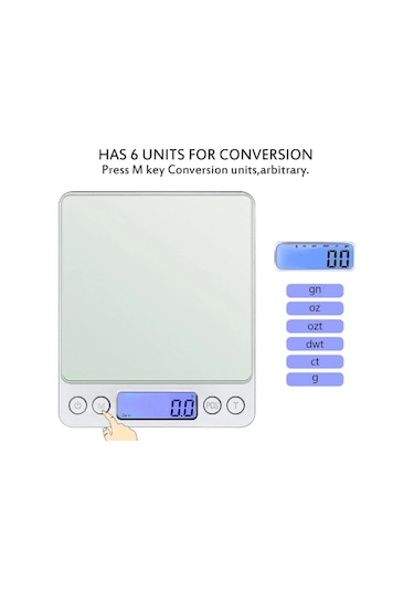 Dijital Hassas Mutfak Terazisi Hassas Tartı 2000 Gr./0.1 Gr. Hassasiyet 5365 Çok Renkli