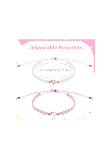 Geeroyoo İki Adet Aşk Kalbi Örgülü Bilezikler - Ayarlanabilir Boyut, Sevgili Arkadaş Hediyesi, Zarf Seçeneği Diğer