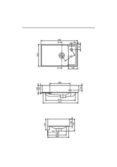 Turkuaz Seramik Cerastyle Sharp Etajerli Lavabo 50 x 30 CM