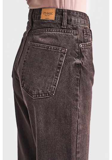 Itsbasic Kadın Taşlanmış Koyu Kot Rengi Doris 2w5-138 Straight Fit Yüksek Bel %100 Koton Denim Jean Taşlanmış K.kot