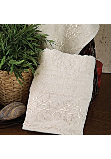 Secret House Fransız Dantel Kutulu 2 Li Havlu Çiğdem Krem