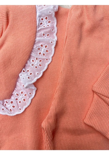 Fisto Yaka Detaylı Alt Üst Kaşkorse Kız Çocuk Takım Yavruağzı