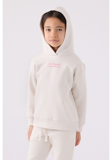 Kız Çocuk Eşofman Takımı Pamuklu Krem