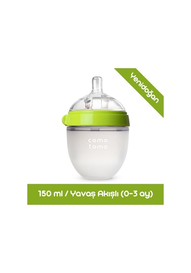 Comotomo Antikolik Yavaş Akışlı Silikon Biberon 150 ML - Yeşil