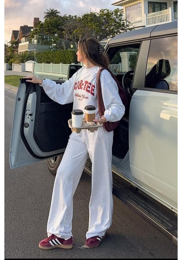 Madmext Gri Bol Paça Kadın Eşofman Altı Mg2279 Gri