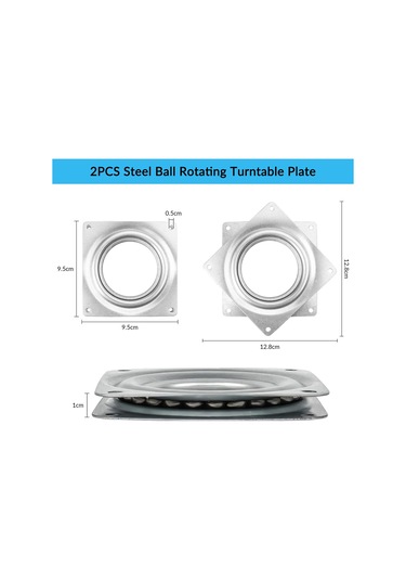 10 Cm Kare Lazy Susan Vidalı Döner Rulman Plakası, 2 Adet Çelik