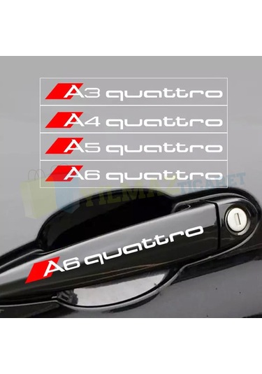 Audi Quattro A1 A2 A3 A4 A5 A6 Kapı Kolu Oto Sticker Etiket 4 Ad