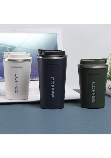 Mavi 304 Paslanmaz Çelik Vakum Bardak Açık Eğlence Su Bardağı Basit Çay Bardağı Araba Ofis Kahve Fincanı 301-400ml