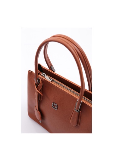 Dgn 549 Kadin Çiçek Süslemeli Fermuarli Çanta 549-2323-R11103 Açık Taba