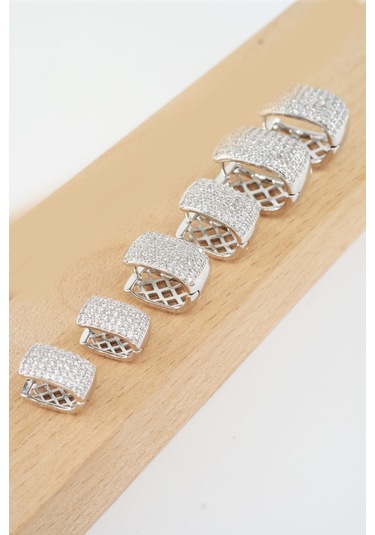 Kadın Vip Seri Zirkon Taşlı 3 Boy 6'lı Küpe Seti Zrk004 - Gümüş