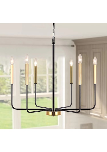Wayli 6'li Modern Mat Siyah Eskitme Avize Salon Oturma Odası Yemek Odası Sarkıt Avize Eskitme Siyah