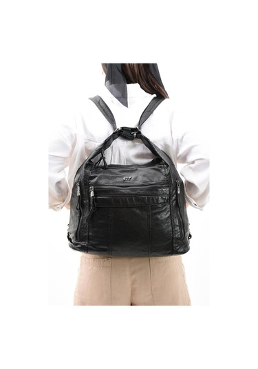 Suni Deri Yumuşak Dokumalı Sırt Omuz Çantası Siyah Model: 571-11-13b - Siyah