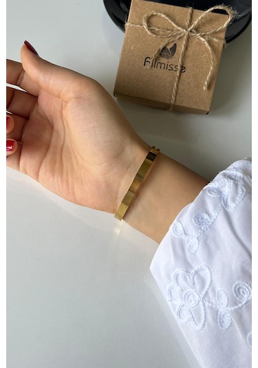 Altın Kaplama 316l Kalite Kaburga Kelepçe Bileklik Gold