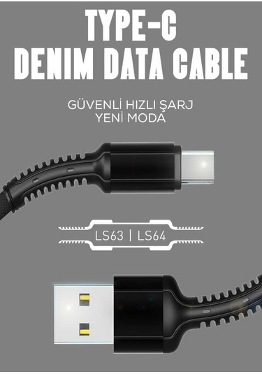 Ekılıf - Type-c Usb Kablo Ls63 - Kırmızı - T7648 Kırmızı