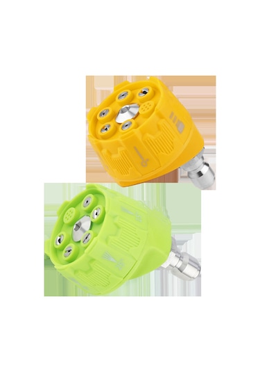 Vkemall Ev İçi Yüksek Basınçlı Yıkama Makinesi İçin Yeşil 6'lı Çok Fonksiyonlu Hızlı Bağlantılı Düz/şeffaf Nozzle Aksesuarı