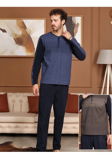 Bone Club 5783 Erkek Pijama Takımı İndigo V1 Indigo - Mavi