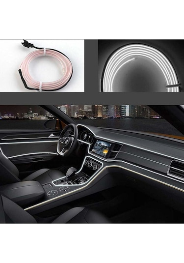 Her Araca Uyumlu Universal İp Neon Led - Beyaz Renk 2 Metre 12v