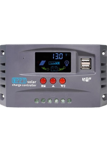 Pazly 12v/24v Solar Şarj Regülatörü, Otomatik Tanımlı Lcd, 2x Usb, 30-100a