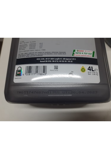 Castrol GTX 5W-40 Sentetik Motor Yağı 4 L