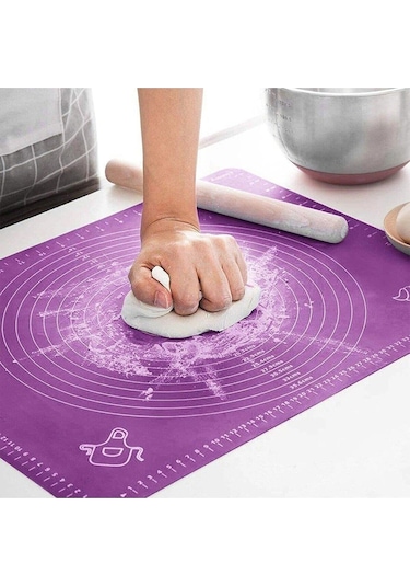 Mor Silikon Hamur Açma Matı Büyük Boy 50x40