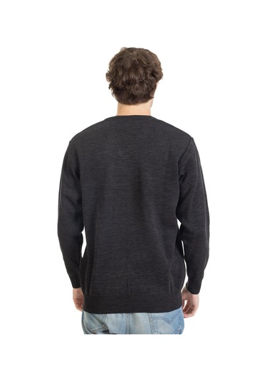 Erkek Orta Yaş Ve Üzeri Sıkı Dokuma Triko Örgü Akrilik Kışlık Baba V Yaka Kazak 2060-antrasit Antrasit