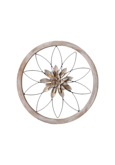 Suntek Çiçek Metal Duvar Sanatı Dekoru Asılı Altın