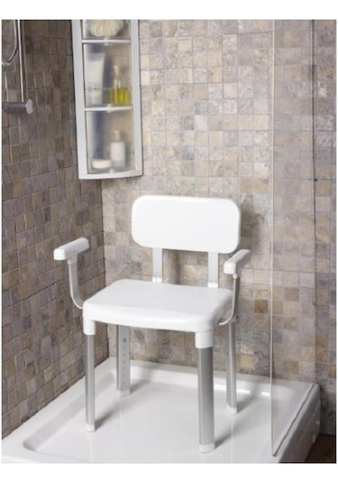 Primanova Cappadocia Paslanmaz Banyo Taburesi Sırt ve Kol Destekl Beyaz