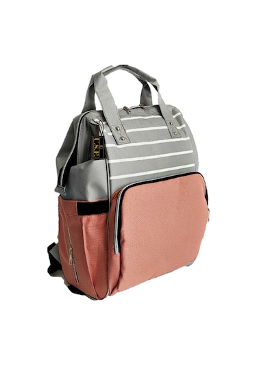 U.S.F Lüx Fonksiyonel Anne Bebek Bakım Sırt Çantası Gri - Pembe