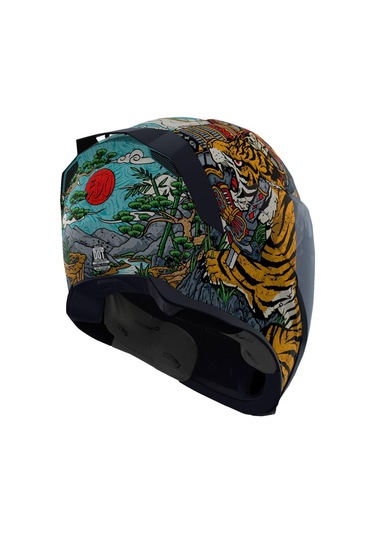 Icon Airflite Edo Mıps Kapalı Motosiklet Kaskı Siyah Mavi Gri Turuncu Siyah - Mavi