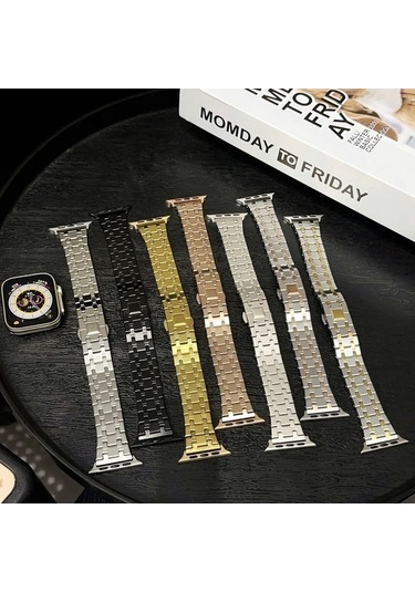 Novahub İos Watch Uyumlu Serisi 4 İçin 40mm Çift T Paslanmaz Çelik Saat Bandı Siyah, Q/i