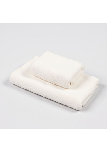 %100 Pamuk Velune Banyo Havlusu Kırık Beyaz 50x85 Otel Serisi Beyaz Ekru