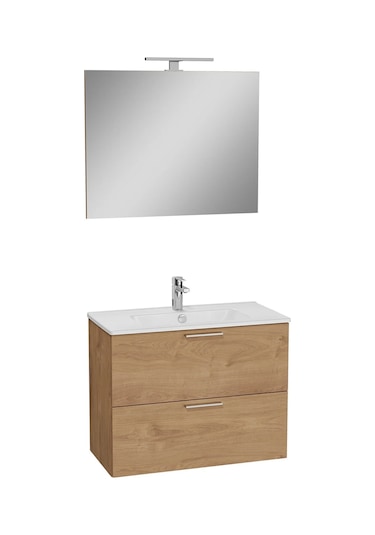 Vitra Mia Banyo Dolabı Seti Çekmeceli 80 Cm Altın Meşe 67093 Beyaz