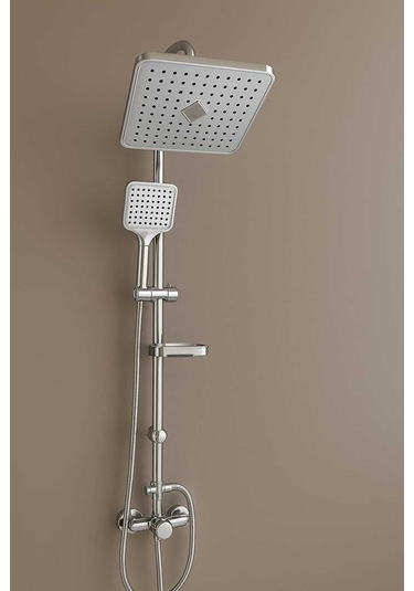 Rudi Armatür Mardin Lüx Pirinç Yönlendirici Ve Sabunluklu Robot Duş Seti Gri