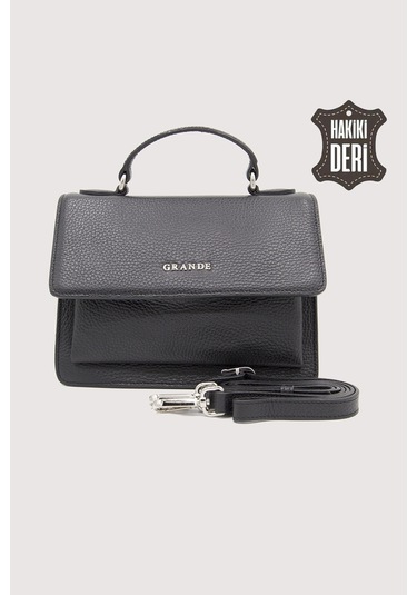 Hakiki Deri Kadın El Çantası Siyah Smr9022 Siyah
