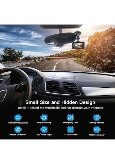 Zilinn Full Hd 1080p Araç Dashboard Kamera Dvr, Döngü Kayıt, Araç Sürücü Kaydedici, Gece Görüş, Destek 32gb Tf, 140 Derece Görüş Açısı