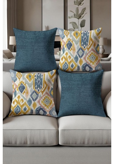 Dijital Baskılı Yumuşak Dokulu 4 Lü Kırlent Kılıfı Takımı 43x43 Cm Krl0086 Renkli