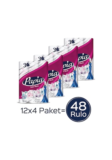 Papia Dekor Kağıt Havlu 48 Rulo (12 Rulo x 4 Paket)