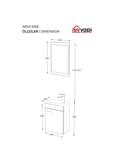 Biani Fix Arya Mini 42 Cm Banyo Dolabı,Seramik Lavabolu, Aynalı,Lavabo Dahil,Mdf,Mat Gri Biani Fix Arya Mini 42 Cm Banyo Dolabı,Seramik Lavabolu, Aynalı,Lavabo Dahil,Mdf,Mat Gri