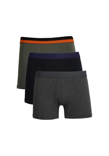 Giyim Erkek Penye 3'lü Boxer Siyah-haki-lacivert Çok Renkli