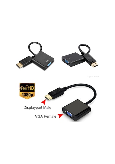 Displayport To Vga Çevirici Dönüştürücü Laptop Tv Monitör Bağlama