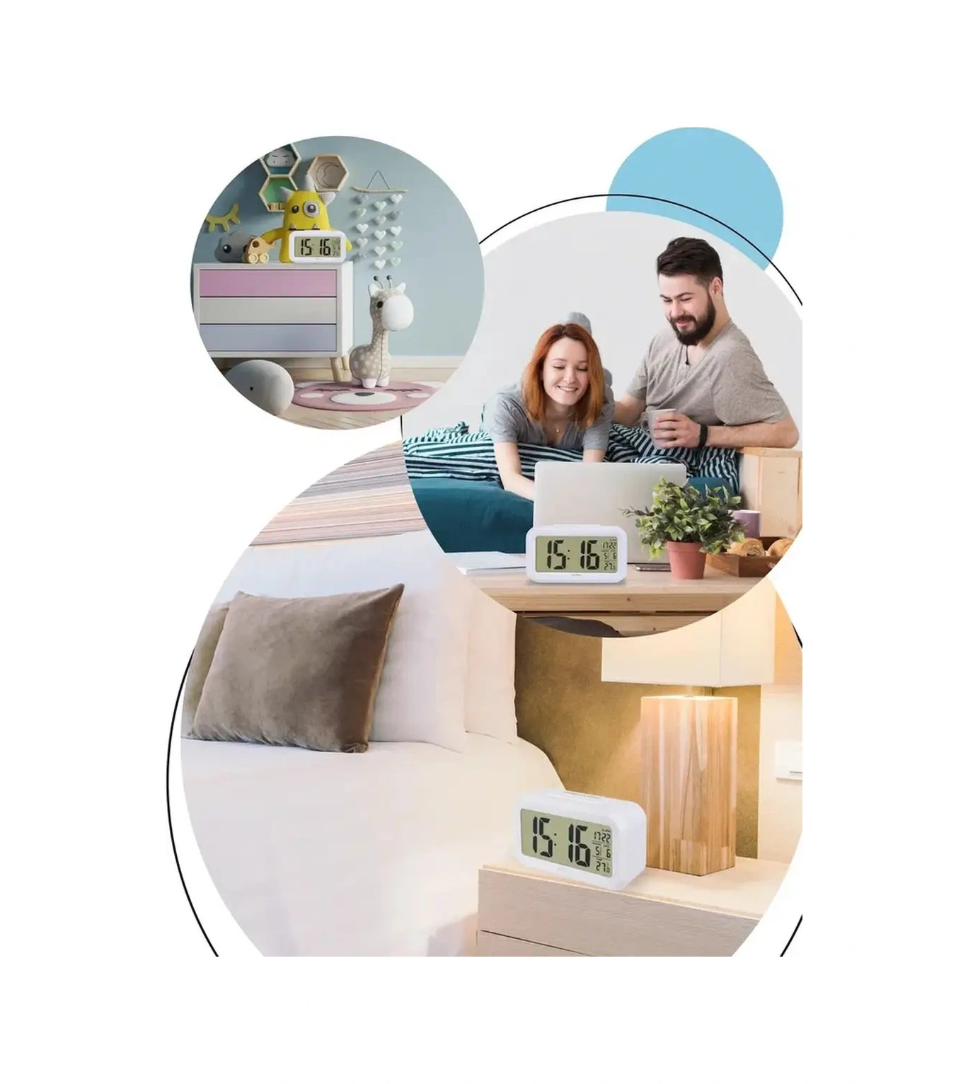 Perfeo Termometreli Masaüstü Elektronik Şık Ajanda Alarm Saati 68543127 Beyaz