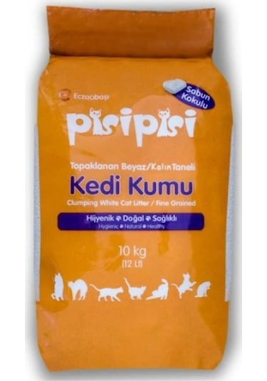 Pisi Pisi Sabun Kokulu Topaklaşan Kalın Taneli Kedi Kumu 10 KG